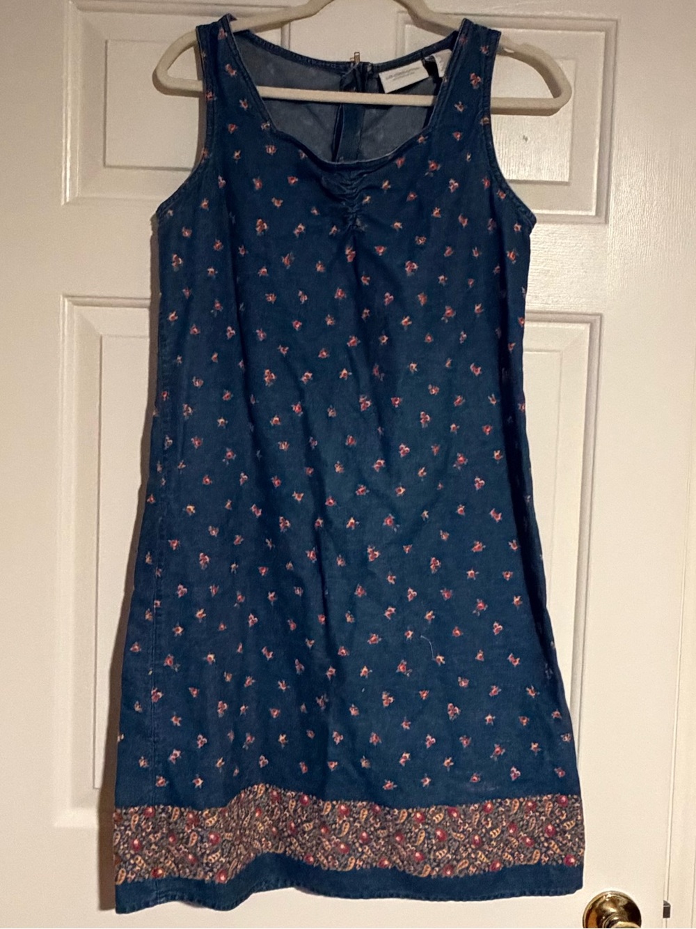 Liz Claiborne Blue Sleeveless Mini Dress with Floral Trim